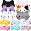 Wesiti 12 Pcs Sleepover Party Favors for Women Girls 6 Cute Plush Sleep Eye Mask and 6 Spa Headband Washing Face Bow Mak