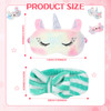 12 Pcs Sleepover Party Supplies for Girls Unicorn Rainbow Animal Plush Sleep Eye Mask Soft Spa Headband for Women Overni