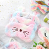 12 Pcs Sleepover Party Supplies for Girls Unicorn Rainbow Animal Plush Sleep Eye Mask Soft Spa Headband for Women Overni