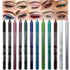 evpct 12Pcs Green Blue White Black Brown Purple Color Gel Glitter Eyeliner Pencils Set for Women Waterline Waterproof Sm