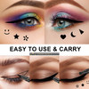 SUMEITANG 6 Pcs Doubleheaded Eyeliner Stamps Set Black Liquid Eye Liner Pen With StarMoonHeartFlowerSmileyTriangle Stamp