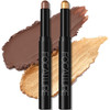 FOCALLURE 2 Pcs Cream Eyeshadow StickBrightener Eyeshadow Pencil CrayonHighlighter Eye Shadow Stick Sets with Creaseproo