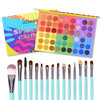 UCANBE 54 Colors Splashy Candies Eyeshadow Palette 15pcs Makeup Brush Set Highly Pigment Matte Metallic Shimmer Glitter