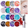 Chunky Holographic Body Glitter I 16 Colors Glitter Glue for Face Glitter Makeup Hair Eye Fine Glitter Eyeshadow Perfect