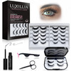 Luxillia Magnetic Eyelashes Kit 16 Piece Magnetic Eyelash Eyeliner Set with Applicator Natural Look Easy Apply Reusable