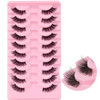 Ahrikiss Half Lashes Natural Look 10 Pairs Wispy Cat Eye Lashes 10mm 3D Fluffy False Eyelashes with Clear Band Short Hal