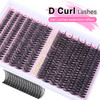 Focipeysa Eyelash Extension Kit D Curl Lash Clusters 280pcs DIY Lash Extension Kit 40D Individual Lashes with Lash Bond