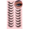 False Eyelashes Mink Lashes Natural Wispy Cat Eye Lashes Geeneiya Eyelashes Pack 3D Strip Short Volume Fake Eyelashes 10