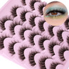 Newcally Lashes Mink False Eyelashes Natural Look Wispy Clear lash Band Fake Eyelashes Volume 3D Curly Strip Volume Cat