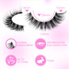 Newcally Lashes Mink False Eyelashes Natural Look Wispy Clear lash Band Fake Eyelashes Volume 3D Curly Strip Volume Cat