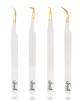 SIVOTE Fiber Tip Lash Tweezers for Eyelash Extensions with Diamond Grip White Set of 4 Precise Tips Japanese Steel for C