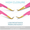 SIVOTE Fiber Tip eyelash tweezers for lash extensions with Diamond Grip Pink Set of 4 Precise Tips Japanese Steel for Cl