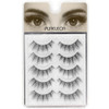 PURELEOR Natural Look Eyelashes 3D Mink Cat Eye Lash Wispies 15mm Manga Lashes 5 Pairs Soft Reusable False Eyelashes Lig