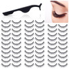 32 Pairs Self Adhesive Eyelashes with Tweezers Reusable Adhesive False No Glue Natural Look Fake Waterproof Pre Glued Ey