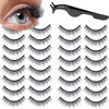 Linyuthia 16 Pair Reusable Self Adhesive Eyelashes Waterproof Stable False Lashes Self Stick Easy to Apply False Eyelash