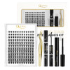 QUEWEL DIY Eyelash Extensions Kit Lash Clusters 144 Pcs Clusters Eyelash Applicator Tool Super Hold Cluster Lashes Bond