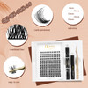 QUEWEL DIY Eyelash Extensions Kit Lash Clusters 144 Pcs Clusters Eyelash Applicator Tool Super Hold Cluster Lashes Bond