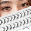 Losha Manga Lashes Fluffy Faux Mink Lashes Natural Look 10 Pairs Asian False Eyelashes Pack Look Like Individual Cluster
