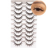 Losha Manga Lashes Fluffy Faux Mink Lashes Natural Look 10 Pairs Asian False Eyelashes Pack Look Like Individual Cluster