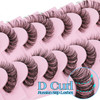 Russian Strip Lashes Natural Look Cat Eye Style with Clear Band 8 Pairs Fluffy Wispy 3D Effect False Eyelashes Thin Volu