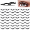 Nuogo 24 Pairs Reusable Self Adhesive Eyelashes No Glue Needed False Eyelashes Natural Look Easy to Apply Eye Lashes wit