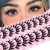False Eyelashes 10 Pairs Manga Lashes Japanese Style Anime Thick Cosplay Lashes Natural Look 16MM Spiky 8D Wispy Faux Mi