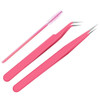 BlingKingdom Stainless Steel Eyelash Extension Tweezers Straight and Curved Tip Eyelash Tweezers for Eyelash Extension A