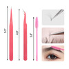 BlingKingdom Stainless Steel Eyelash Extension Tweezers Straight and Curved Tip Eyelash Tweezers for Eyelash Extension A
