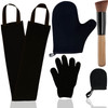5 Piece Self Tanning Mitt Set with Tan Glove Back Lotion Applicator Face Mitt Exfoliating Glove Black