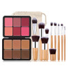 FantasyDay Pro 5 Colors Compact Powder BlushCheek Blusher Makeup Palette Contouring Kit With Blush Brush Pressed Powder