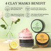 SHVYOG 4Pcs Face Mask Set Turmeric Clay Mask Vitamin C Green Tea Rose Dead Sea Mud Mask Skin Care Mask for Deep Cleansin
