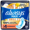 Always Maxi Overnight Pads with Wings for Women, Size 4, Overnight Absorbency, Unscented, 33 Count online at globaldelivered
