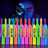 12 Pieces Glow Blacklight Face Body Paint Makeup Glow in The Dark Face Painting Kit Neon Paint Sticks for Adult Hallowee