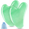 esur Jade Gua Sha Facial Tool Set 2 Pack Guasha Tool for Face Massager Natural Jade Stone Face Scraper for Eyes Chin Nec