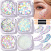 Teenitor Face Glitter Body Glitter Clear White Body Glitter Gel Hair Glitter Gel 6 Shapes Rave Glitter Mermaid Sequins M