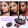 Color Nymph Travel Makeup Palette with MulitColors EyeshadowsConcealer Body GlitterLip GlossesBlushHighlighterMakeup App