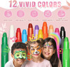 Beesjuy Face Painting Kits for Kids12 Color Water Based Face Paint Kit Washable Kids Body Paint for Makeup for Birthday