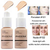 2 Pcs Liquid Foundation 101 and 102 with Kabuki Foundation Brush Flat TopFull Coverage Foundation Makeup Set30ml 24HR Ma