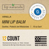 Lip Naturals Mini Vanilla Lip Balm with Sunscreen SPF15 Made in USA with Beeswax Coconut Oil 12Count Pack with Vanilla B