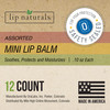 Lip Naturals Assorted Mini Lip Balm with Sunscreen SPF15 Made in USA 12Count Pack with Bing Cherry Tea Tree Mint and Van