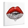 Stupell Industries Red Glam Lips with Glistening Cosmetic Stones Wall Art 12x12 White