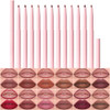Kaely 12Pcs Retractable Lip Liner Pencils Set for Painting Outline Plump Lips Mauve Maroon Red Orange Nude Coffee Brown