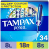 Tampax Pearl Tampons Multipack, Light/Regular/Super Absorbency, With Leakguard Braid, Triple Pack, Unscented, 34 Count online at globaldelivered