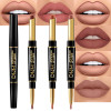 evpct 3Pcs Chestnut Nude Brown Matte Lip Liner and Lipstick Combo Set Kit for Women Antique Rose Magic Lipstick 24 Hours