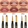 evpct 3Pcs Chestnut Nude Brown Matte Lip Liner and Lipstick Combo Set Kit for Women Antique Rose Magic Lipstick 24 Hours