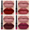 evpct 6Pcs Dark Red Mauve Purple Plum Matte Lip Stain Lip Liner and Lipstick Set Long Lasting Waterproof labiales matte