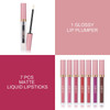 QiBest 7Pcs Matte Liquid Lipstick and 1Pcs Lip Plumper Makeup Set Pigmented Waterproof Halloween Lip Make Up Valentines