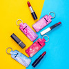 Blulu 10 Pieces Lipstick Holder Keychain Set Clipon Sleeve Pouch With Marble Pattern for Travel Accessories 10 Colors