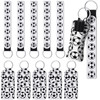 Sureio 20 Pcs Soccer Lipstick Holder Soccer Keychains Bulk Gifts for Team Portable Wristlet Keychain Lanyard for Lipstic