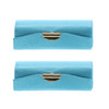 Motique Accessories Turquoise Solid Satin Ladies Lipstick Case With Mirror Holder Set of 2